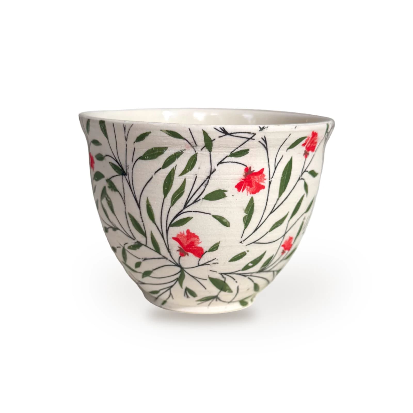 Grande tasse Floraison · Aubépine, porcelaine peinte à main levée, photo réelle sur fond blanc