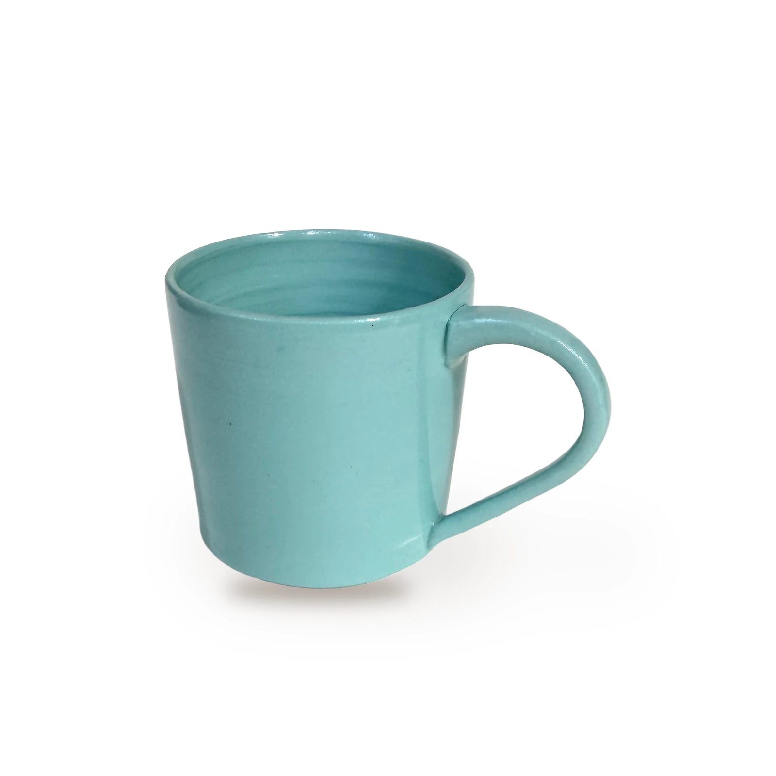 Grande tasse Lagon, émail turquoise : photo réelle sur fond blanc, vue principale